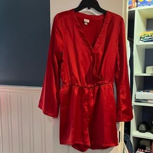A New Day Vibrant Red Satin Romper